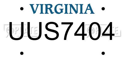 UUS7404 Virginia License Plate