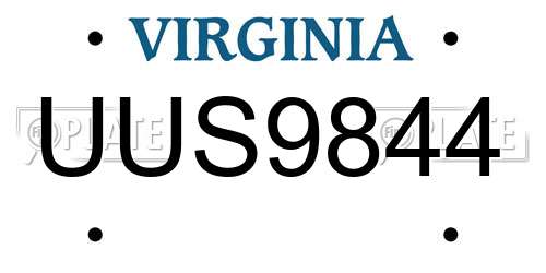 UUS9844 Virginia License Plate