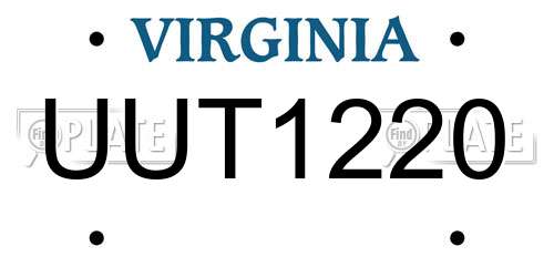 UUT1220 Virginia License Plate