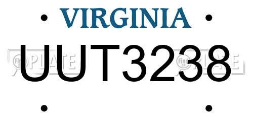 UUT3238 Virginia License Plate