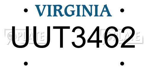 UUT3462 Virginia License Plate
