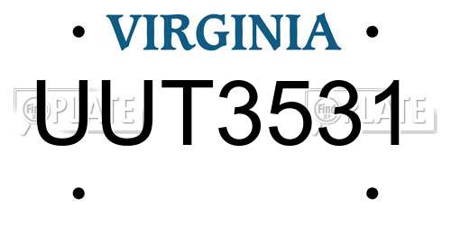 UUT3531 Virginia License Plate