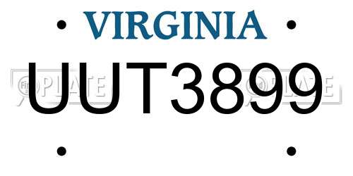 UUT3899 Virginia License Plate