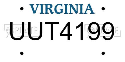 UUT4199 Virginia License Plate