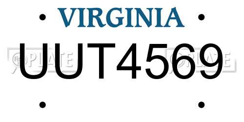 UUT4569 Virginia License Plate