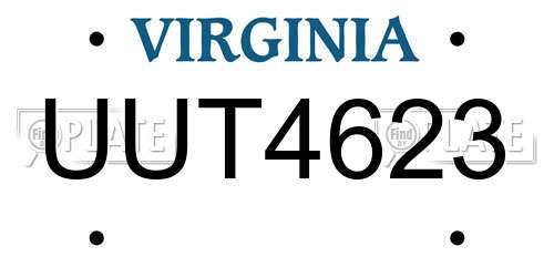UUT4623 Virginia License Plate