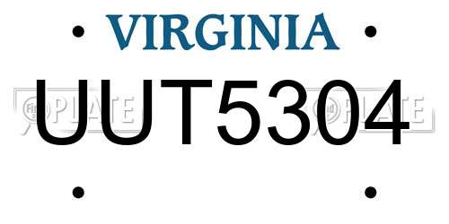 UUT5304 Virginia License Plate