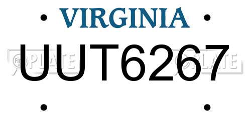 UUT6267 Virginia License Plate