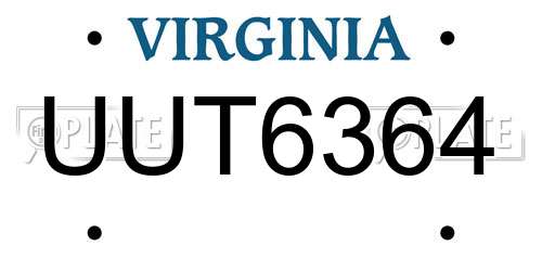 UUT6364 Virginia License Plate