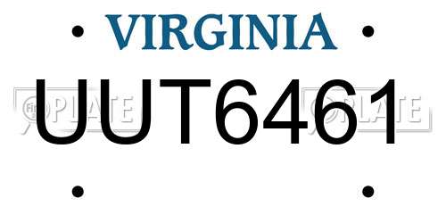 UUT6461 Virginia License Plate