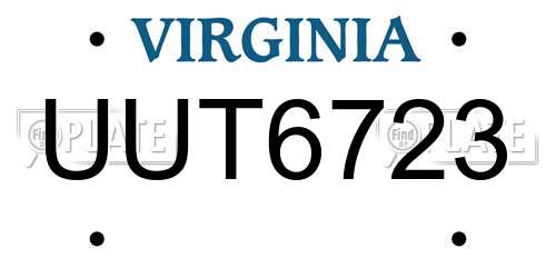 UUT6723 Virginia License Plate