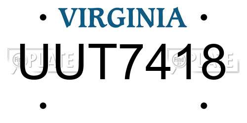 UUT7418 Virginia License Plate