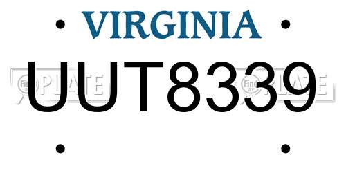 UUT8339 Virginia License Plate