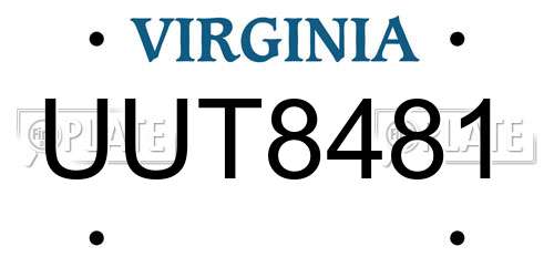 UUT8481 Virginia License Plate