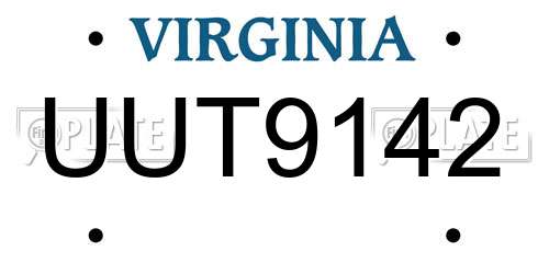 UUT9142 Virginia License Plate