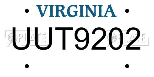 UUT9202 Virginia License Plate