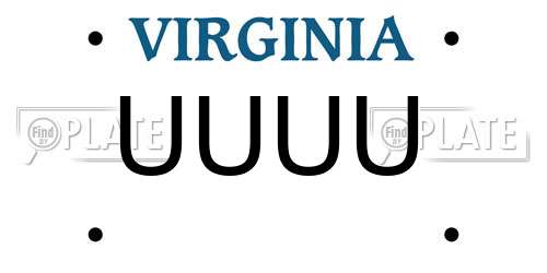 UUUU Virginia License Plate