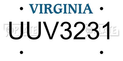 UUV3231 Virginia License Plate