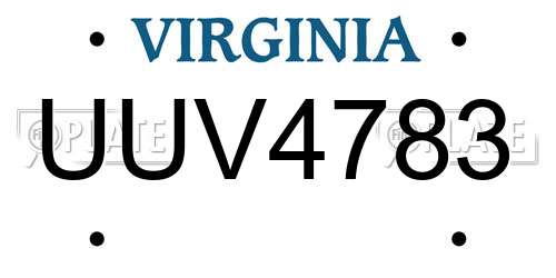 UUV4783 Virginia License Plate
