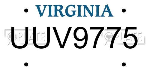 UUV9775 Virginia License Plate