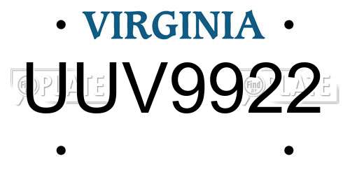 UUV9922 Virginia License Plate