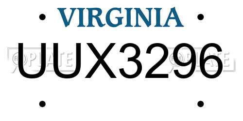 UUX3296 Virginia License Plate