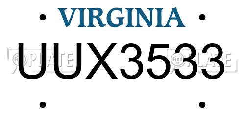 UUX3533 Virginia License Plate