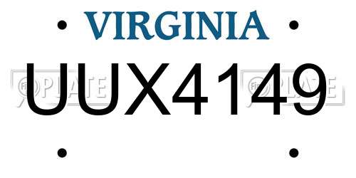 UUX4149 Virginia License Plate