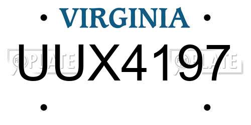 UUX4197 Virginia License Plate