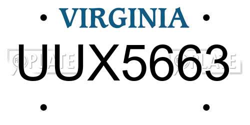 UUX5663 Virginia License Plate