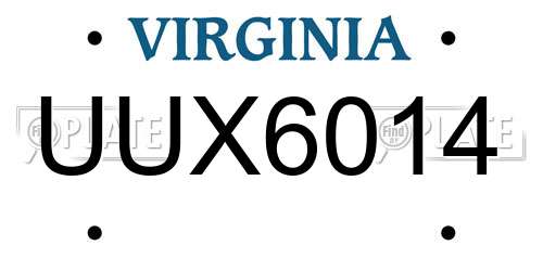UUX6014 Virginia License Plate