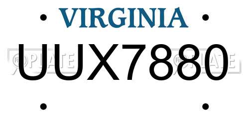 UUX7880 Virginia License Plate