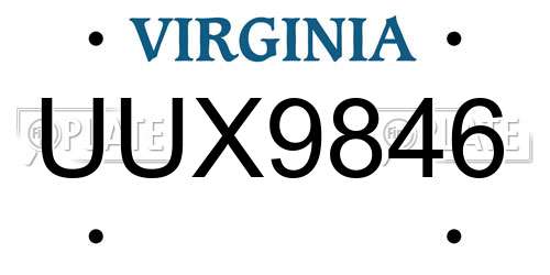 UUX9846 Virginia License Plate