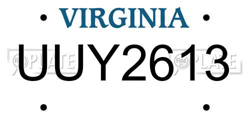 UUY2613 Virginia License Plate