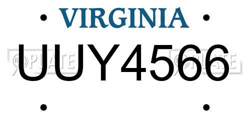 UUY4566 Virginia License Plate