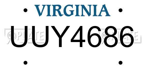 UUY4686 Virginia License Plate