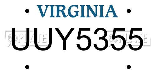 UUY5355 Virginia License Plate