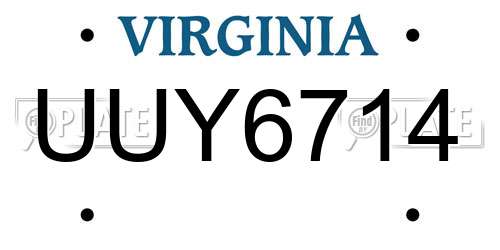 UUY6714 Virginia License Plate