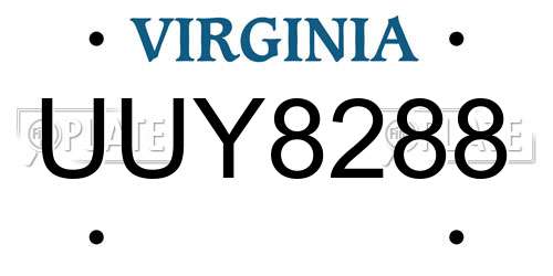 UUY8288 Virginia License Plate