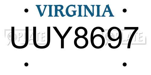 UUY8697 Virginia License Plate