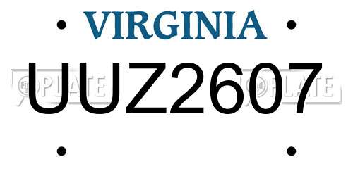 UUZ2607 Virginia License Plate
