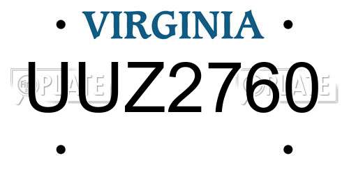 UUZ2760 Virginia License Plate