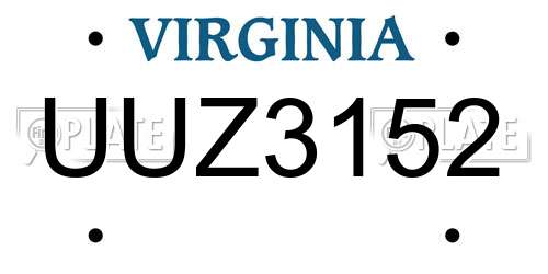 UUZ3152 Virginia License Plate