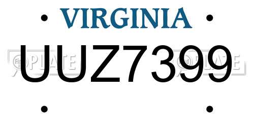UUZ7399 Virginia License Plate
