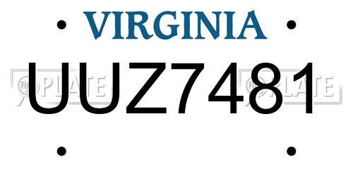 UUZ7481 Virginia License Plate