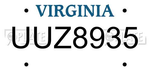 UUZ8935 Virginia License Plate