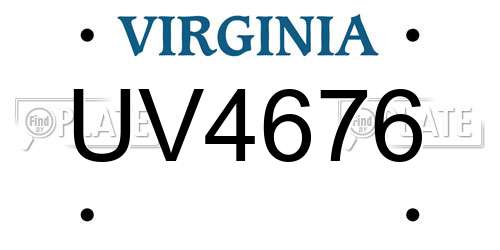 UV4676 Virginia License Plate