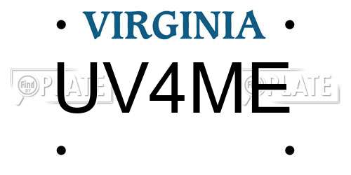 UV4ME Virginia License Plate