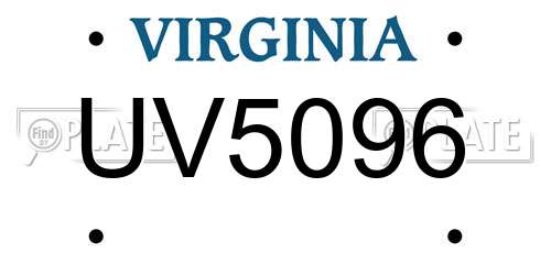 UV5096 Virginia License Plate