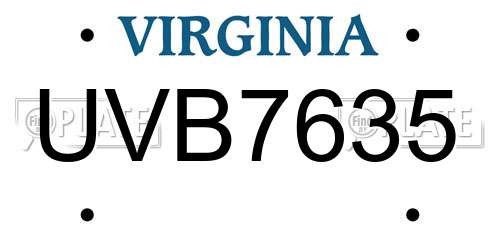 UVB7635 Virginia License Plate